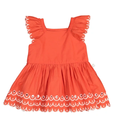Stella Mccartney Babies' Girl's Contrast Scalloped Sleeveless Top W/ Shorts In Orange