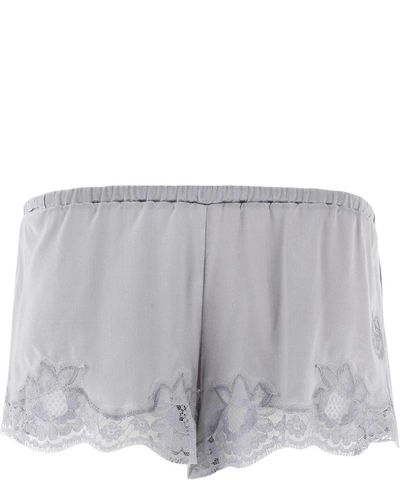 Dolce & Gabbana Lace And Satin Shorts In Grey