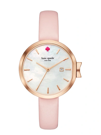 Kate Spade Park Row Leather Strap Watch, 34mm In Barely There