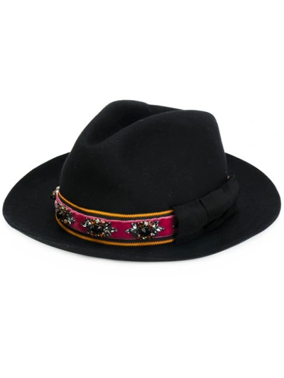 Etro Embellished Brimmed Hat In Black