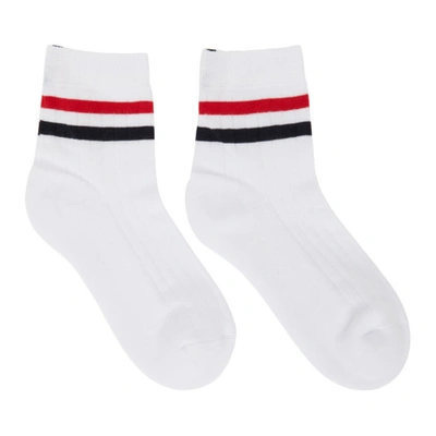 Thom Browne White Rwb Thin Stripe Athletic Socks In 100 White