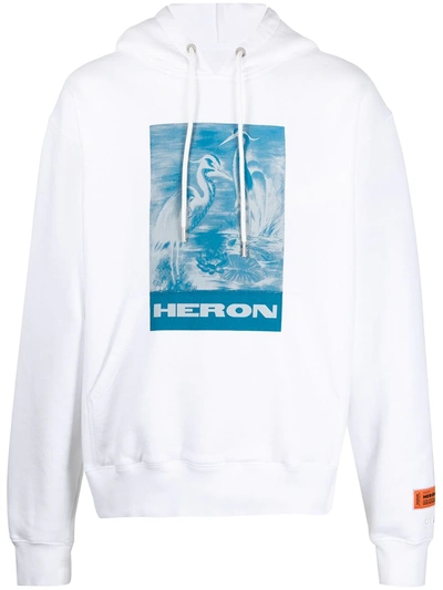 Heron Preston Logo-print Organic Cotton Hoodie In White
