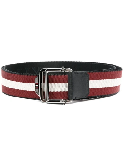 Bally Striped Belt In Red
