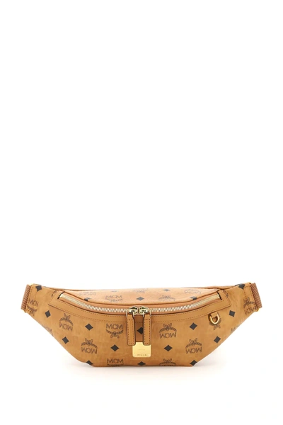 Mcm Small Fursten Visetos Belt Bag In Cognac