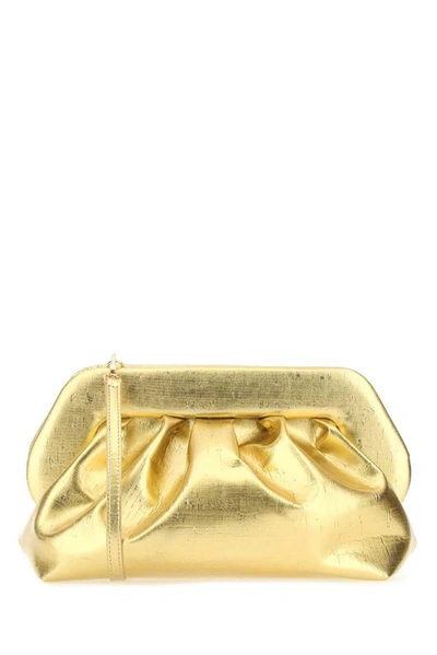 Themoirè Gold Synthetic Leather Bios Clutch Nd Themoire Donna Tu