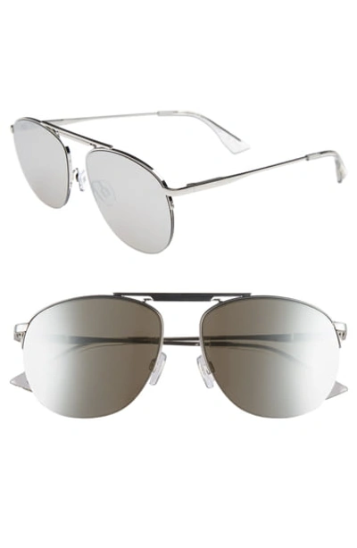 Le Specs Women's Liberation Mirrored Brow Bar Aviator Sunglasses, 57mm In Silver