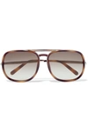 Chloé Nate Aviator-style Tortoiseshell Acetate Sunglasses