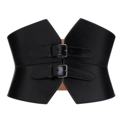 Alaïa Black Double Buckle Corset Belt In 999 Black