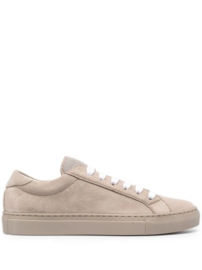 Brunello Cucinelli Stud-embellished Low-top Sneakers In Neutrals