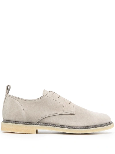 Brunello Cucinelli Lace-up Suede Oxford Shoes In Neutrals