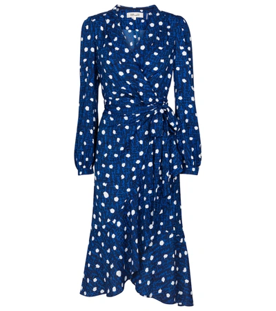 Diane Von Furstenberg Carla Polka-dot Crêpe Wrap Dress In Blue
