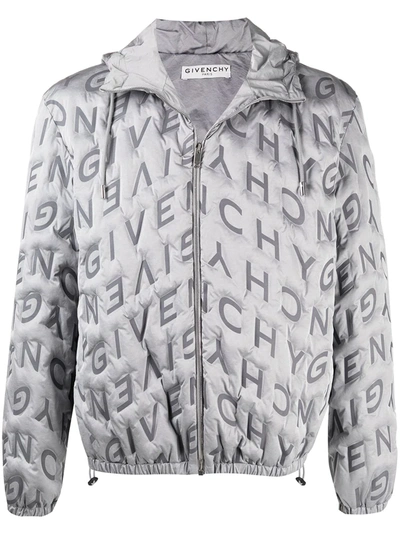 Givenchy Grey Allover Refracted Logo Thermo-quilted Windbreaker Jacket