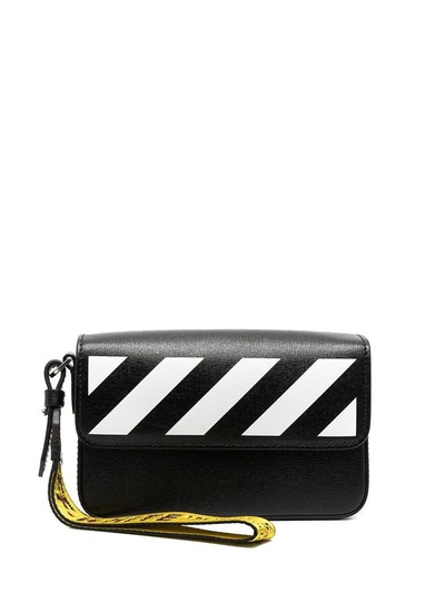 Off-white Diag Saffiano Clutch Bag In Black