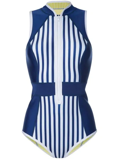 Duskii Maui Striped Neoprene Swimsuit In Blue