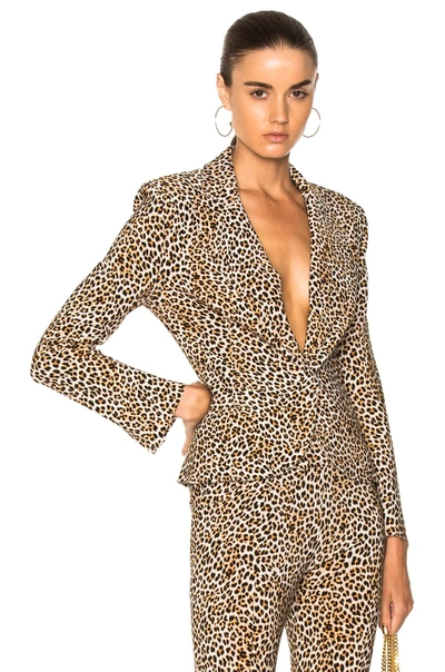 Norma Kamali Short Single Breasted Jacket In Animal Print. In Leopard