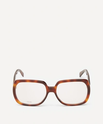 Celine Square Optical Glasses In Red Havana