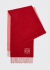 Loewe Bi-colour Wool-blend Scarf In Red/pink