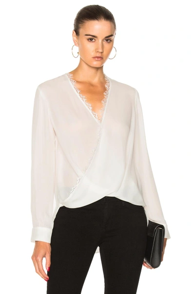 L Agence Rosario Lace Trimmed Silk Top In Ivory