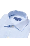 Eton Trim Fit Solid Linen Short Sleeve Button-up Dress Shirt In Blue