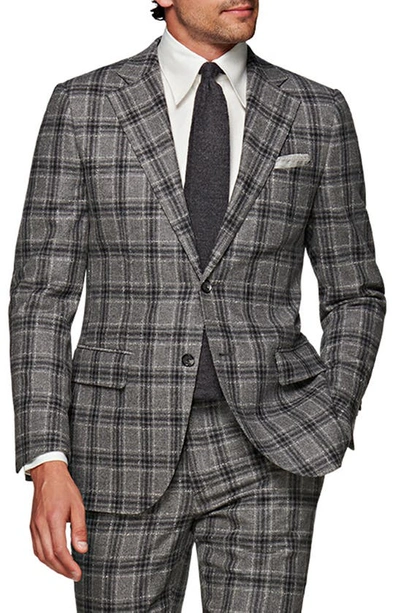 Suitsupply Slim Fit Plaid Wool Blend Suit In Mid Grey