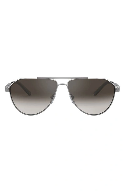 Versace 62mm Oversize Aviator Sunglasses In Gunmetal/ Mirrored Gradient