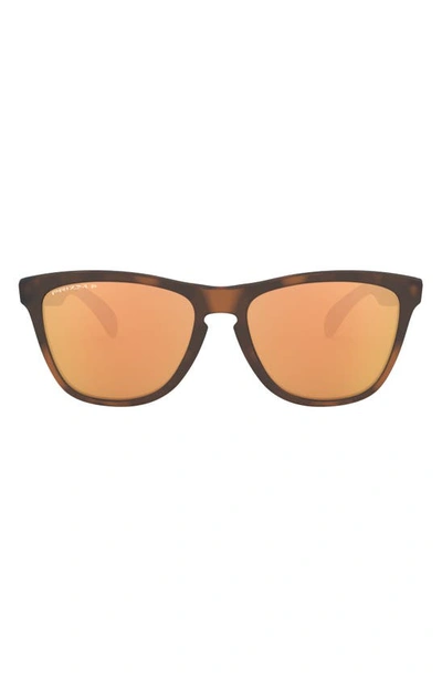 Oakley 55mm Polarized Square Sunglasses In Matte Brown Tortoise Rose Gold