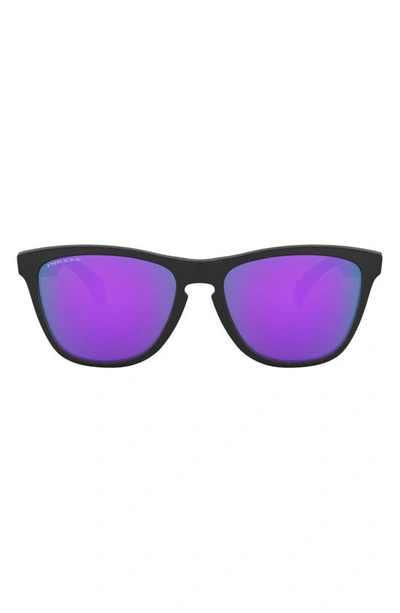 Oakley 55mm Polarized Square Sunglasses In Matte Black/ Prizm Violet