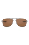 Oakley Gauge 8 62mm Oversize Prizm™ Polarized Pilot Sunglasses In Polished Chrome Prizm Tungsten