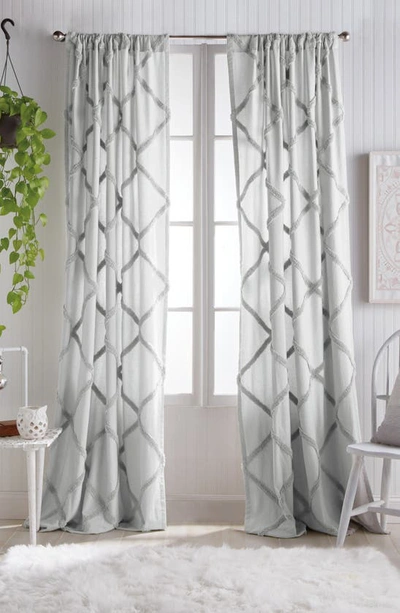 Peri Home Chenille Lattice 50"x84" Backtab Window Panel Bedding In Grey