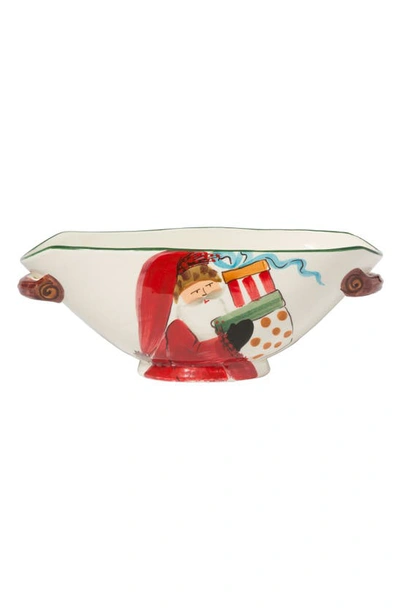 Vietri Old St. Nick Handled Oval Bowl In Hand Painted