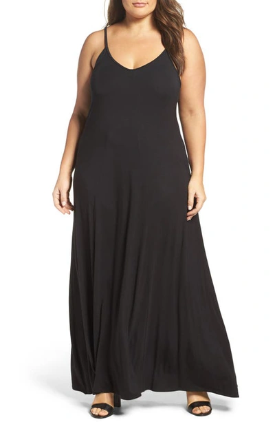 Loveappella A-line Maxi Dress In Black