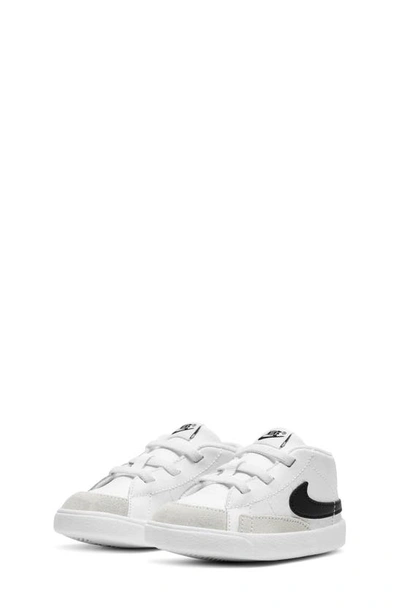 Nike Babies' Blazer Mid Crib Shoe In White/ Black/ White