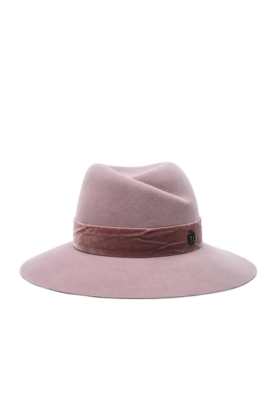 Maison Michel Virginie Hat With Velvet In Purple. In Kick Pink