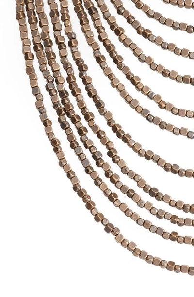 Karine Sultan Joan Beaded Multistrand Necklace In Brass