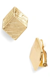 Karine Sultan Brushed Square Clip-on Earrings In Gold