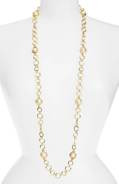 Karine Sultan Long Imitation Pearl Necklace In Gold