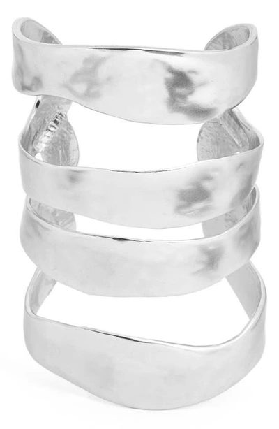 Karine Sultan Four Row Cuff In Silver