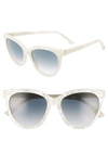 Brightside Beverly 55mm Cat Eye Sunglasses In Pearl Marble/ Grey Gradient