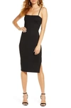 Lulus Paulina Square Neck Cocktail Sheath Dress In Black