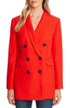 Cece Double Breasted Twill Blazer In Candy Apple