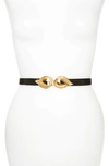 Raina Lauren Leaf Buckle Leather Belt In Black