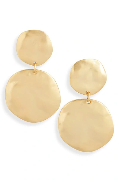 Karine Sultan Double Disc Drop Earrings In Gold