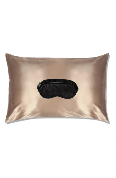 Slip ™ For Beauty Sleep Pillowcase & Eye Mask Set In Caramel/ Black