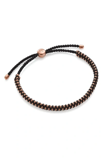 Monica Vinader Mini Rio Friendship Bracelet In Rose Gold/ Black