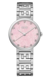 Fendi Forever  Diamond Bracelet Watch, 29mm In Silver/ Pink/ Silver