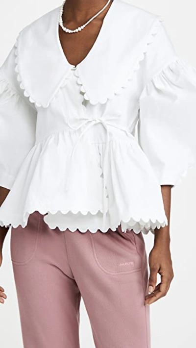 Kika Vargas Neutral Nia Ruffled Cropped Blouse - Women's