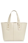 Frame Medium Leather Top Handle Tote Bag In Beige