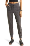 Zella Amazing Fleece Crop Jogger Pants In Grey Medium Charcoal Heather