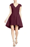 Halston Heritage Heritage High/low Cocktail Dress In Bordeaux
