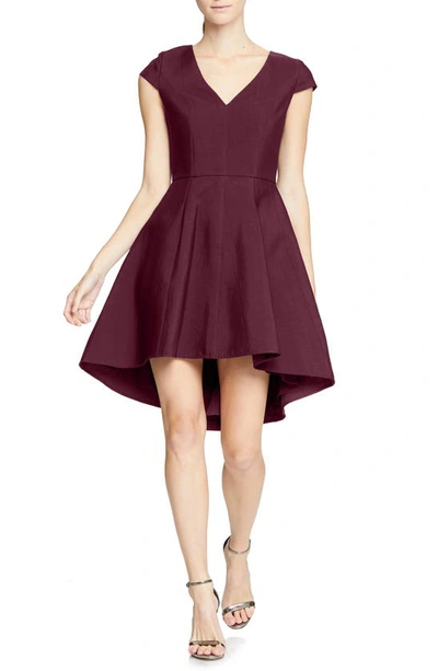Halston Heritage Heritage High/low Cocktail Dress In Bordeaux